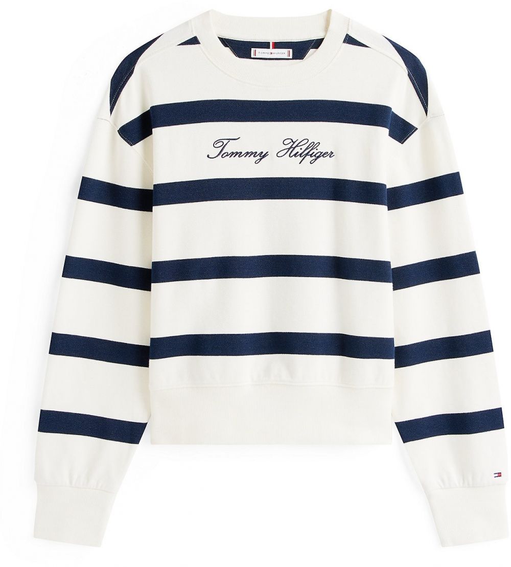 TOMMY HILFIGER Mikina  tmavomodrá / biela