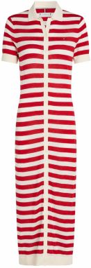 TOMMY HILFIGER Pletené šaty  červená / prírodná biela