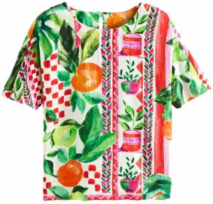 Next Blúzka  zelená / oranžová / červená / biela