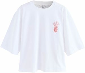 Next Oversize tričko  zelená / ružová / jasne červená / biela