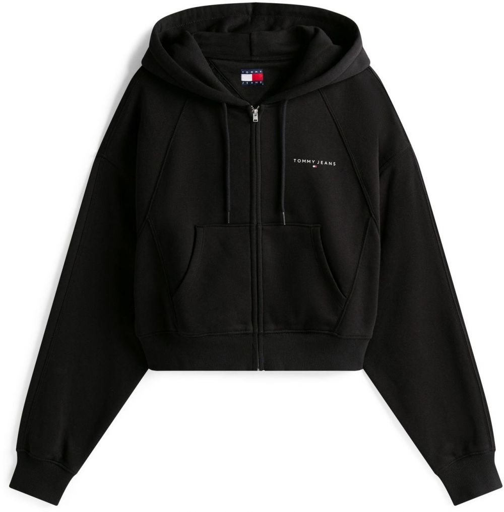 Tommy Jeans Tepláková bunda  čierna / biela