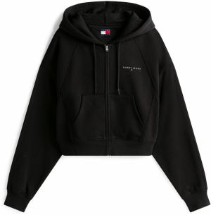 Tommy Jeans Tepláková bunda  čierna / biela