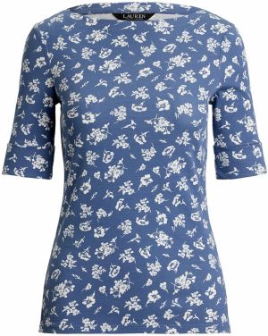 Lauren Ralph Lauren Tričko  modrá / biela