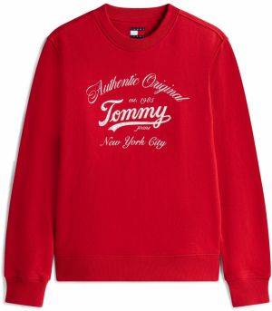 Tommy Jeans Mikina 'ESSENTIAL'  červená / biela