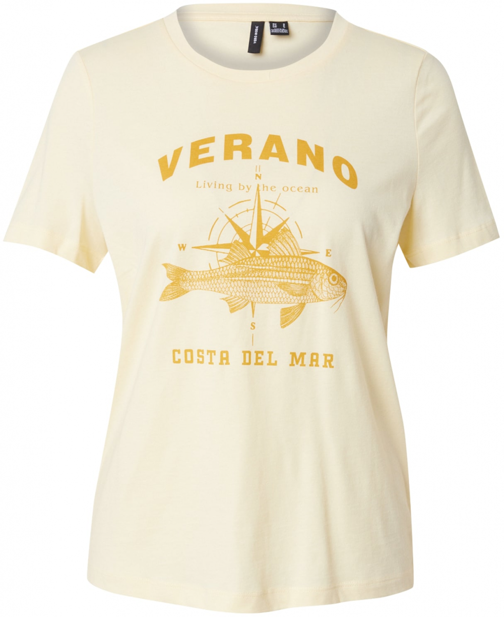 VERO MODA Tričko 'VMDINA OLLY'  pueblo / svetložltá
