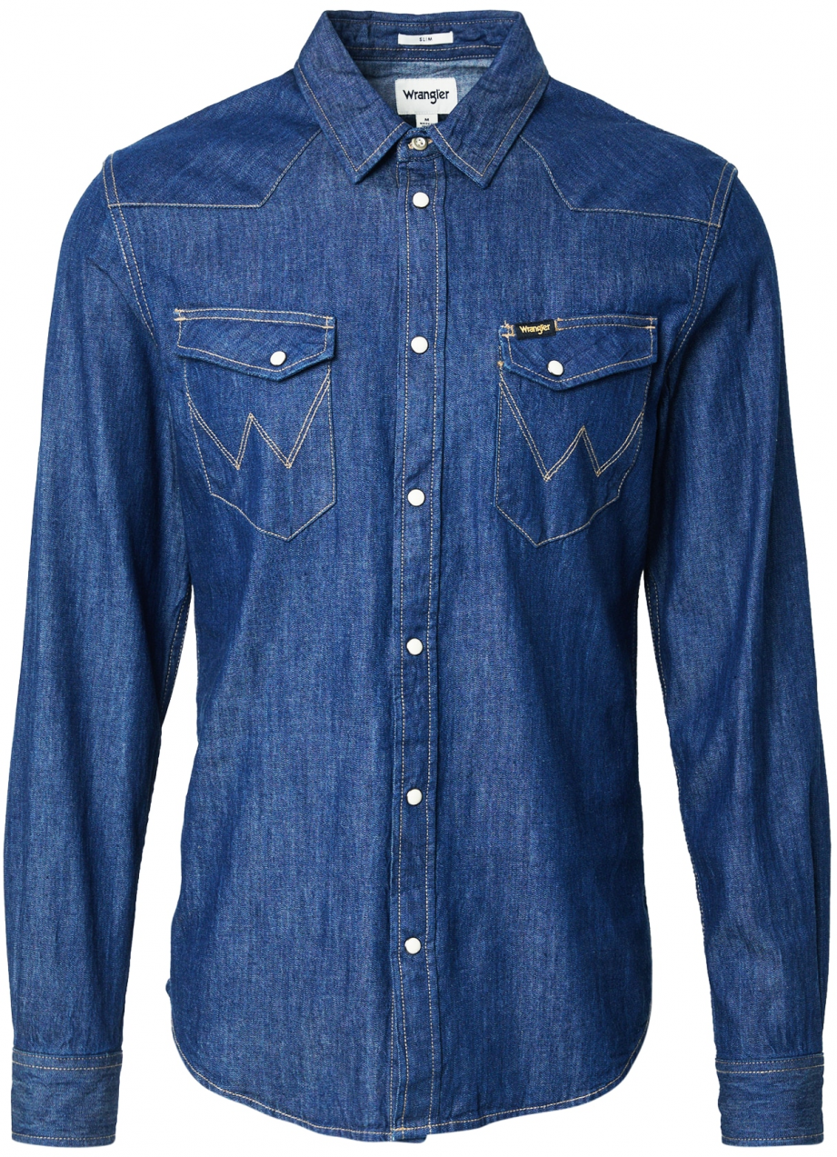 WRANGLER Košeľa 'WESTERN'  modrá denim
