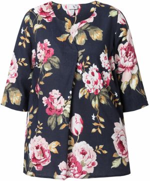 Ulla Popken Blúzka  námornícka modrá / tmavozelená / ružová / rosé