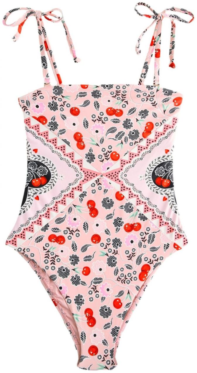 Next Jednodielne plavky 'Cath Kidston'  ružová / jasne červená / čierna / biela