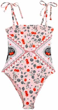 Next Jednodielne plavky 'Cath Kidston'  ružová / jasne červená / čierna / biela