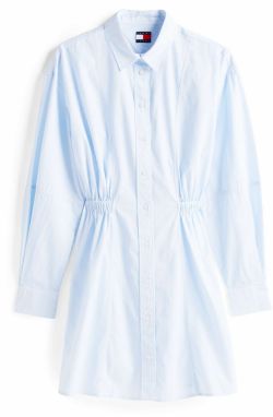 Tommy Jeans Košeľové šaty  svetlomodrá / biela