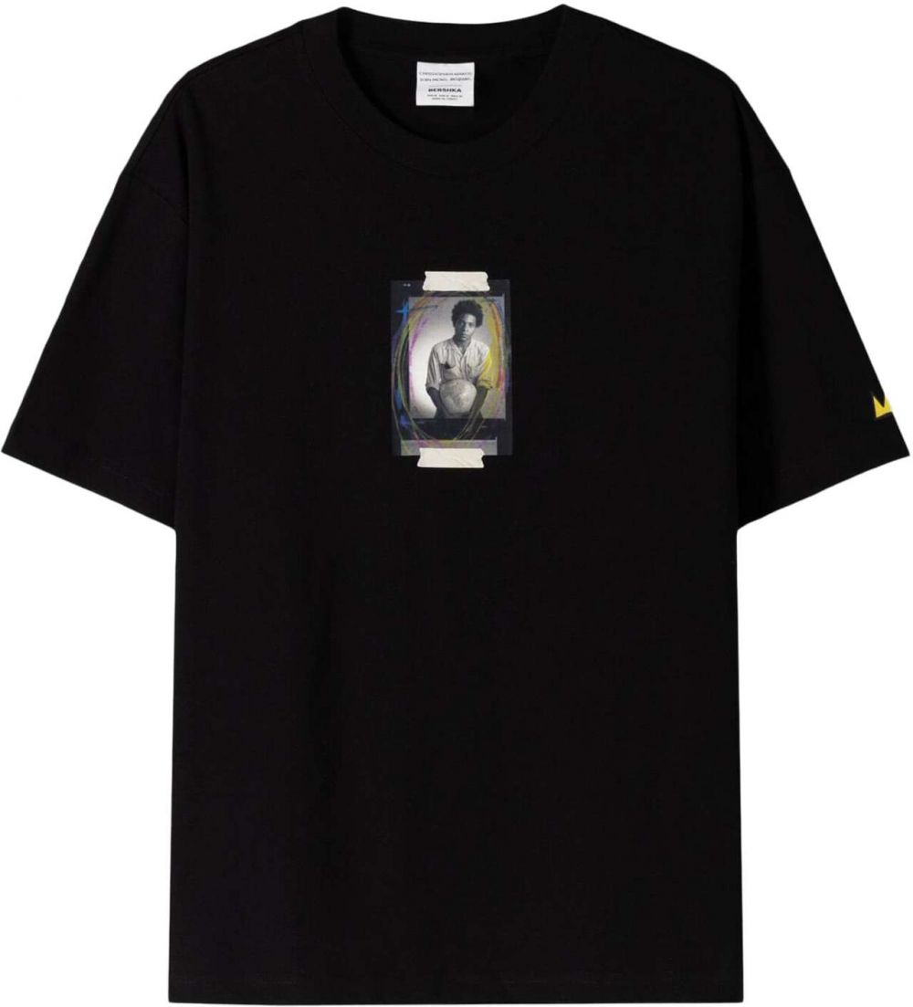 Bershka Tričko  sivá / ružová / čierna / biela