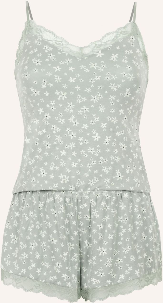 Hunkemöller Pyžamo  pastelovo zelená / čierna / šedobiela
