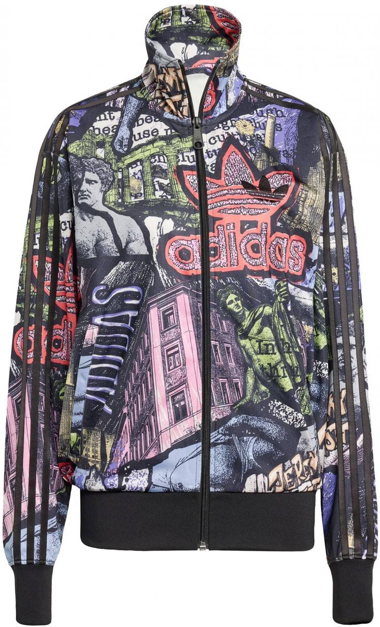 ADIDAS ORIGINALS Prechodná bunda 'Adidas x Jeremy Scott'  svetlomodrá / svetlozelená / svetločervená / čierna