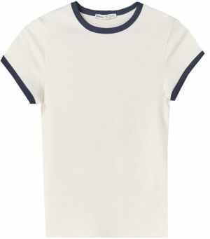Bershka Tričko  tmavomodrá / biela