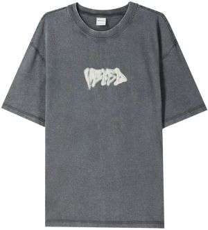 Bershka Tričko  vodová / tmavosivá / biela