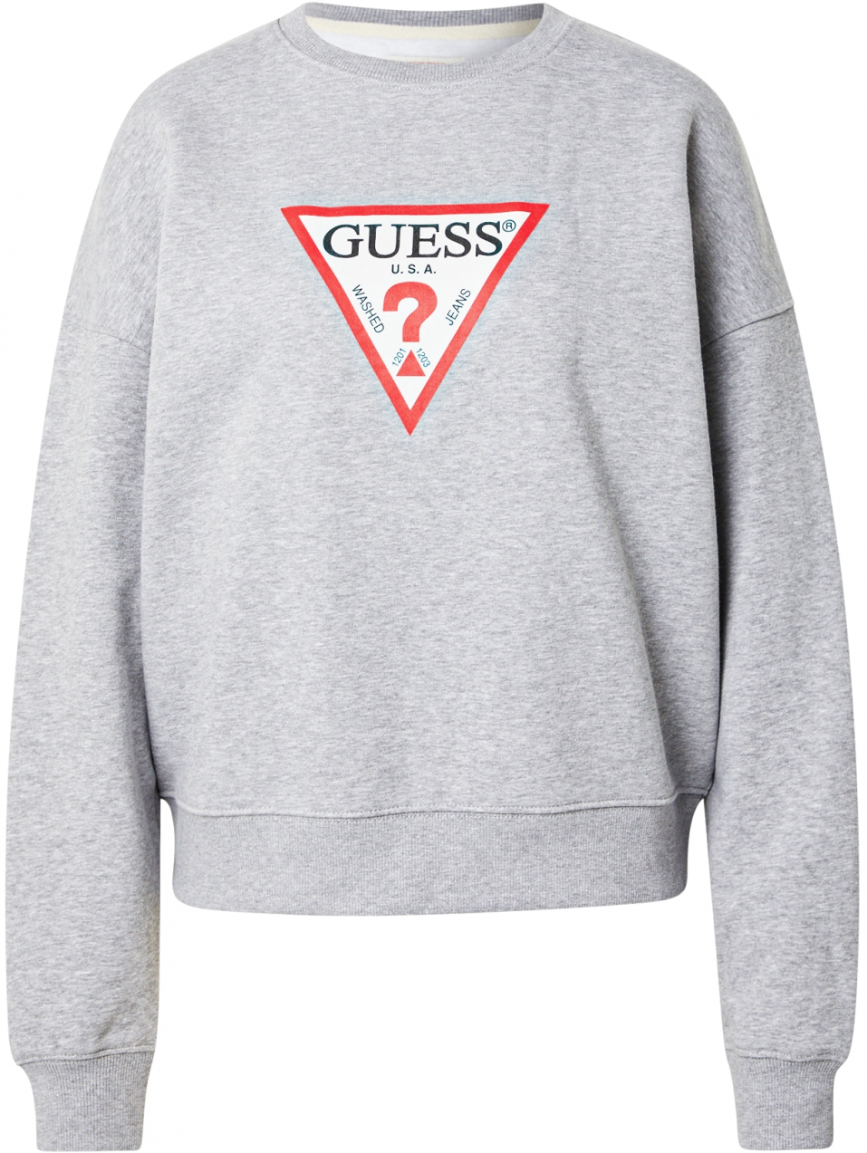 GUESS JEANS Mikina 'ICONIC'  svetlosivá / červená / čierna / biela