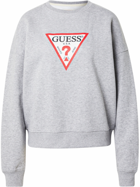 GUESS JEANS Mikina 'ICONIC'  svetlosivá / červená / čierna / biela