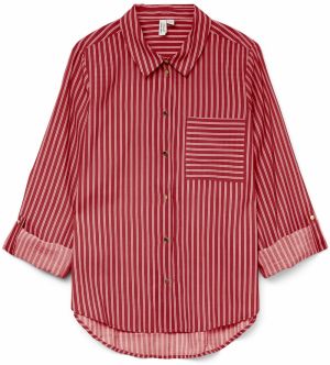 VERO MODA Blúzka 'VMFANNIE'  tmavočervená / biela