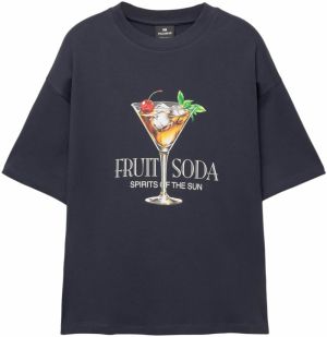Pull&Bear Tričko 'FRUITS SODA'  námornícka modrá / zelená / červená / biela