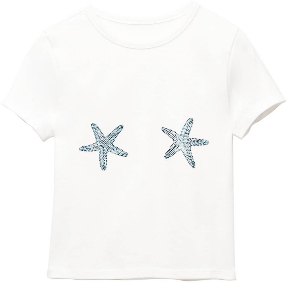 Pull&Bear Tričko 'ESTRELLAS MERMAID'  nebesky modrá / biela