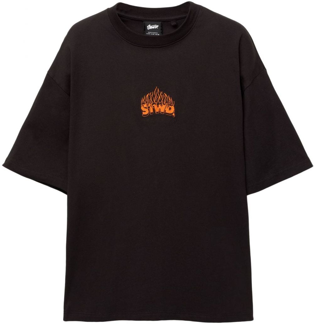 Pull&Bear Tričko 'STWD'  oranžová / čierna