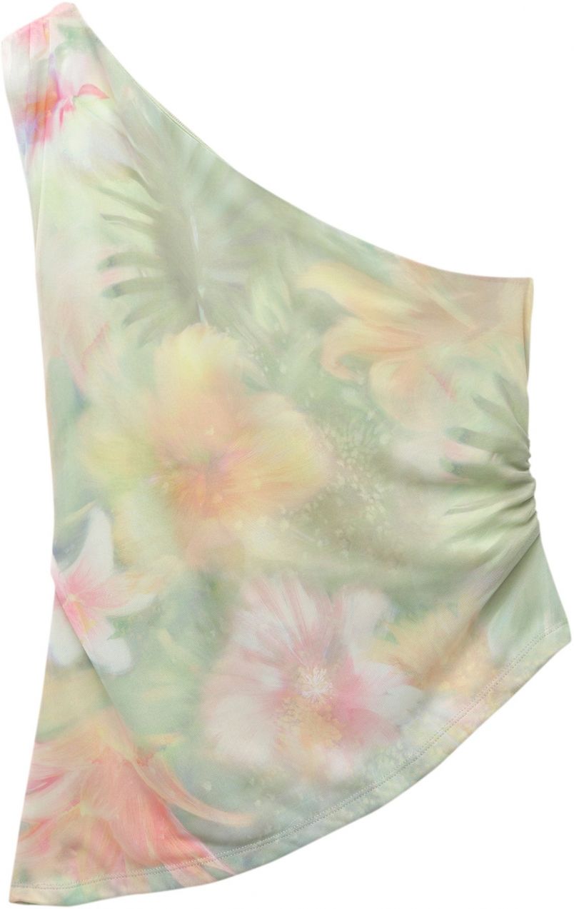 Pull&Bear Top  zelená / orgovánová / oranžová / biela