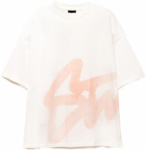 Pull&Bear Tričko 'STWD'  broskyňová / šedobiela