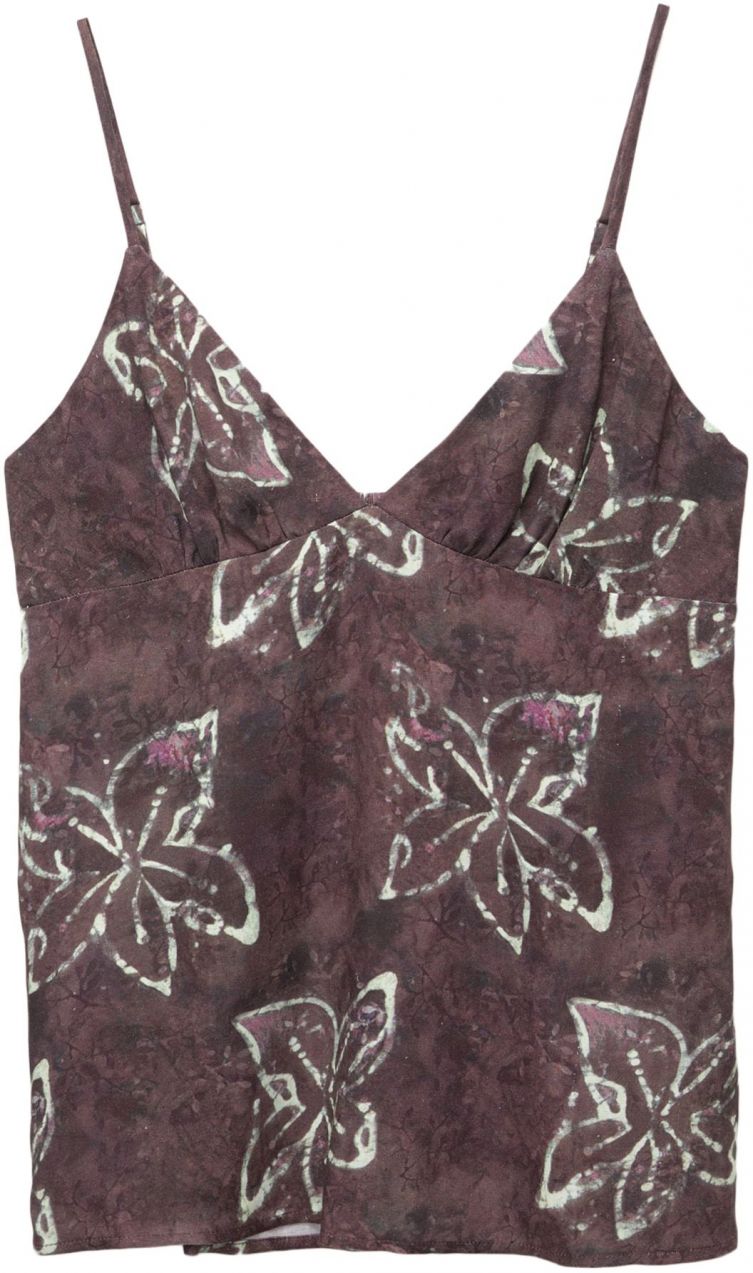 Pull&Bear Top  baklažánová / ružová / biela