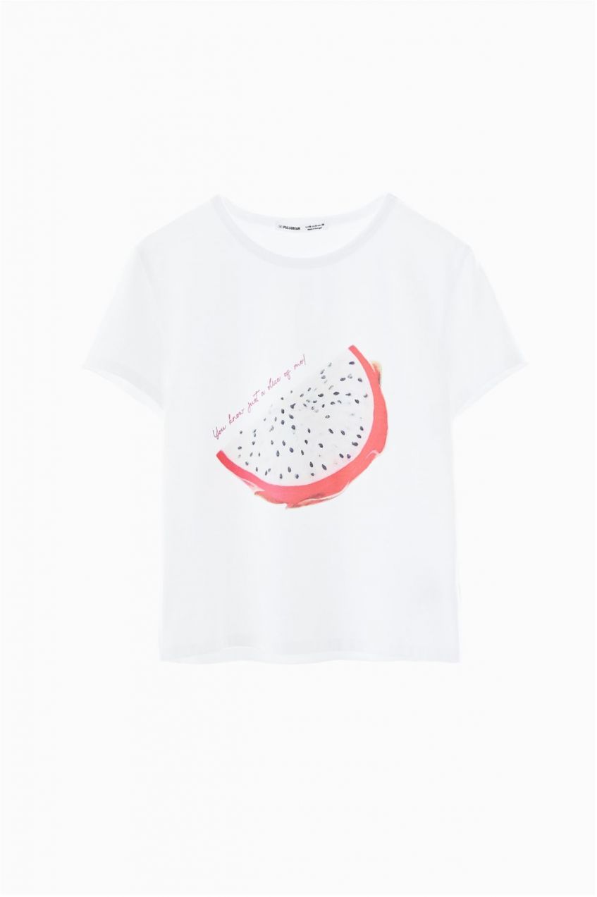 Pull&Bear Tričko  tmavoružová / červená / čierna / biela