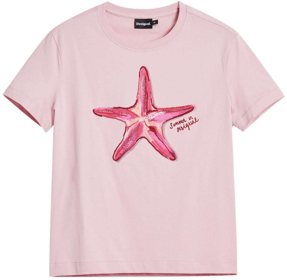 Desigual Tričko 'Starfish'  ružová / s ružovými fľakmi / červená