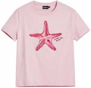 Desigual Tričko 'Starfish'  ružová / s ružovými fľakmi / červená