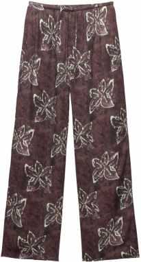 Pull&Bear Nohavice 'HIBISCUS'  čokoládová / fialová / baklažánová / biela