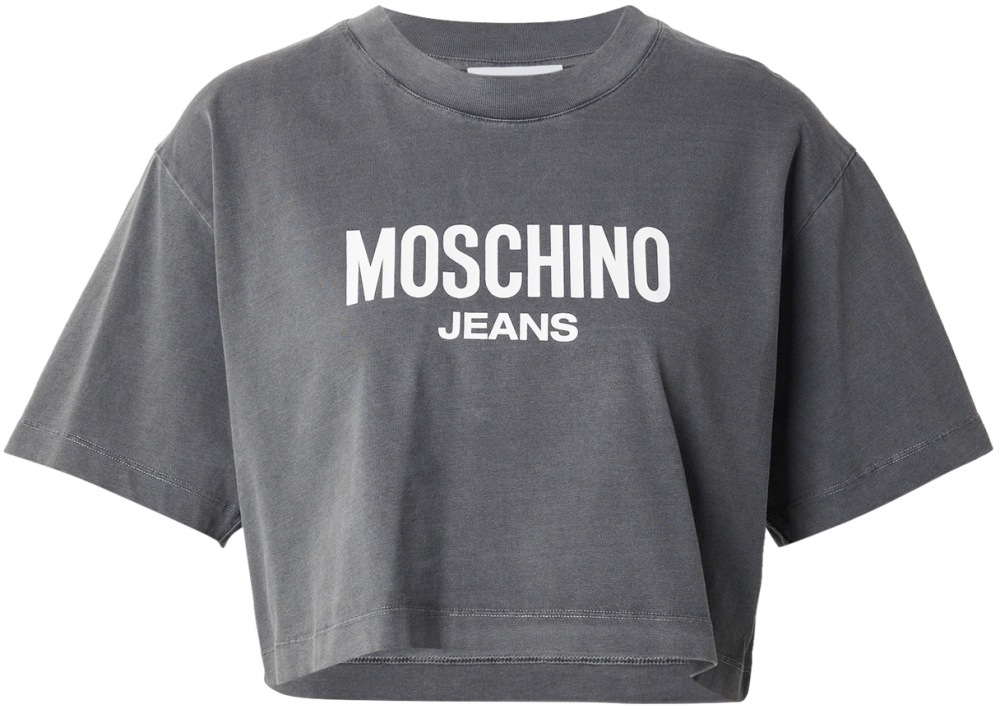 Moschino Jeans Tričko  tmavosivá / biela