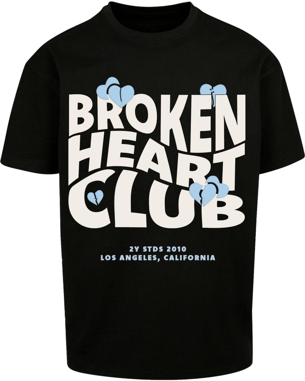 2Y Studios Tričko 'Broken Heart Club'  pastelovo modrá / čierna / biela