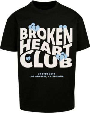 2Y Studios Tričko 'Broken Heart Club'  pastelovo modrá / čierna / biela