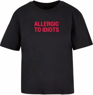 Miss Tee Tričko 'Allergic To Idiots'  krvavo červená / čierna