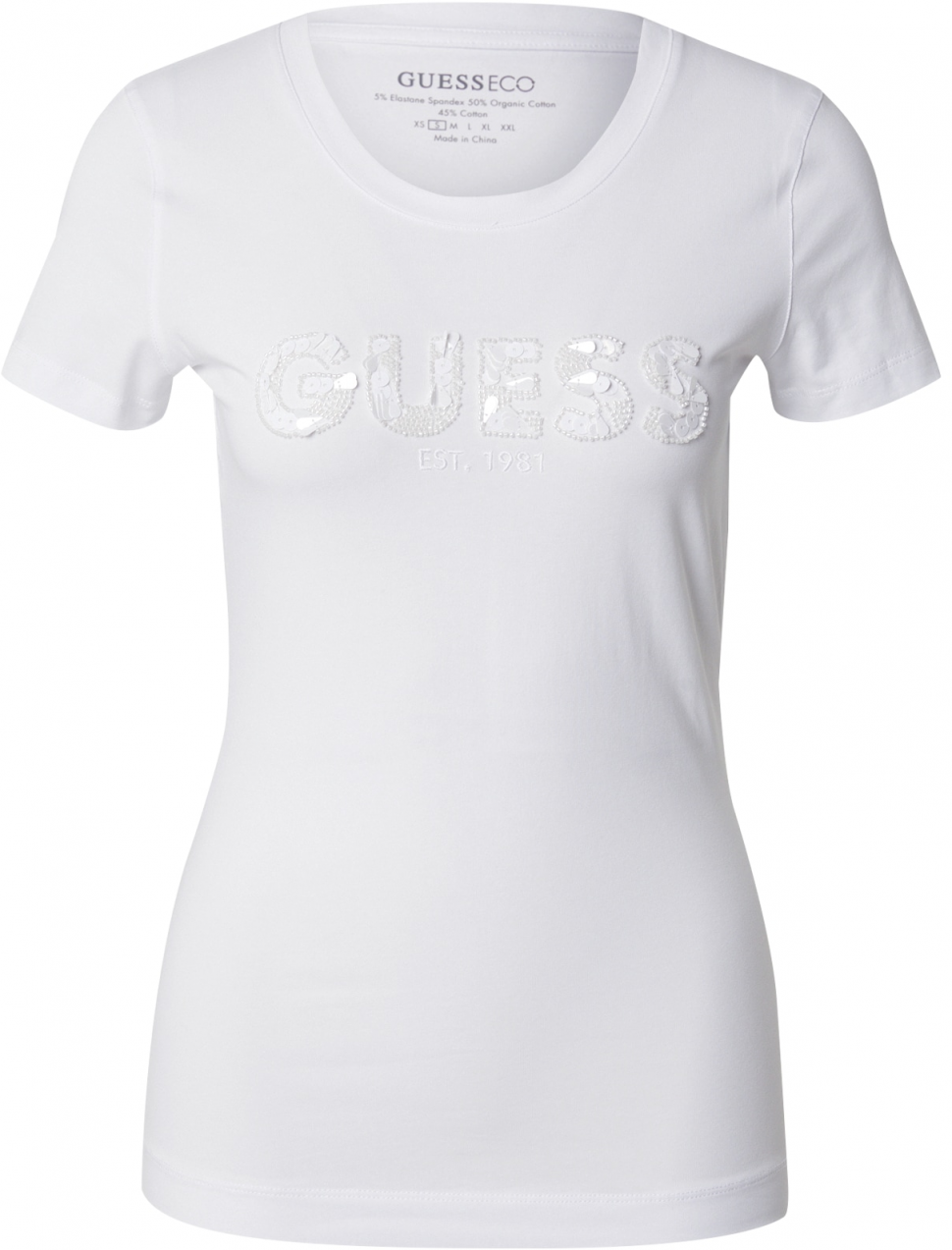 GUESS Tričko 'Love Triangle'  biela