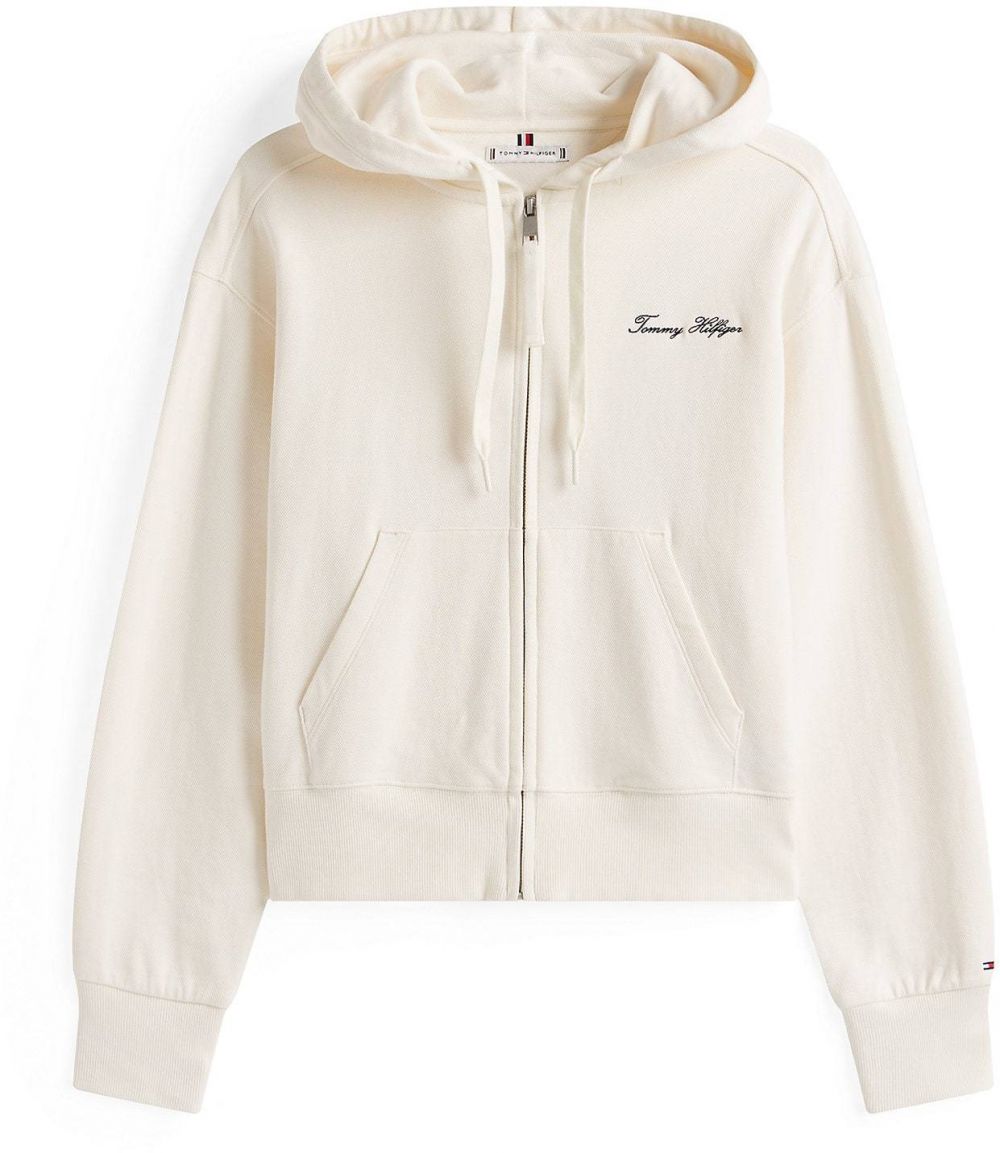 TOMMY HILFIGER Tepláková bunda  čierna / šedobiela