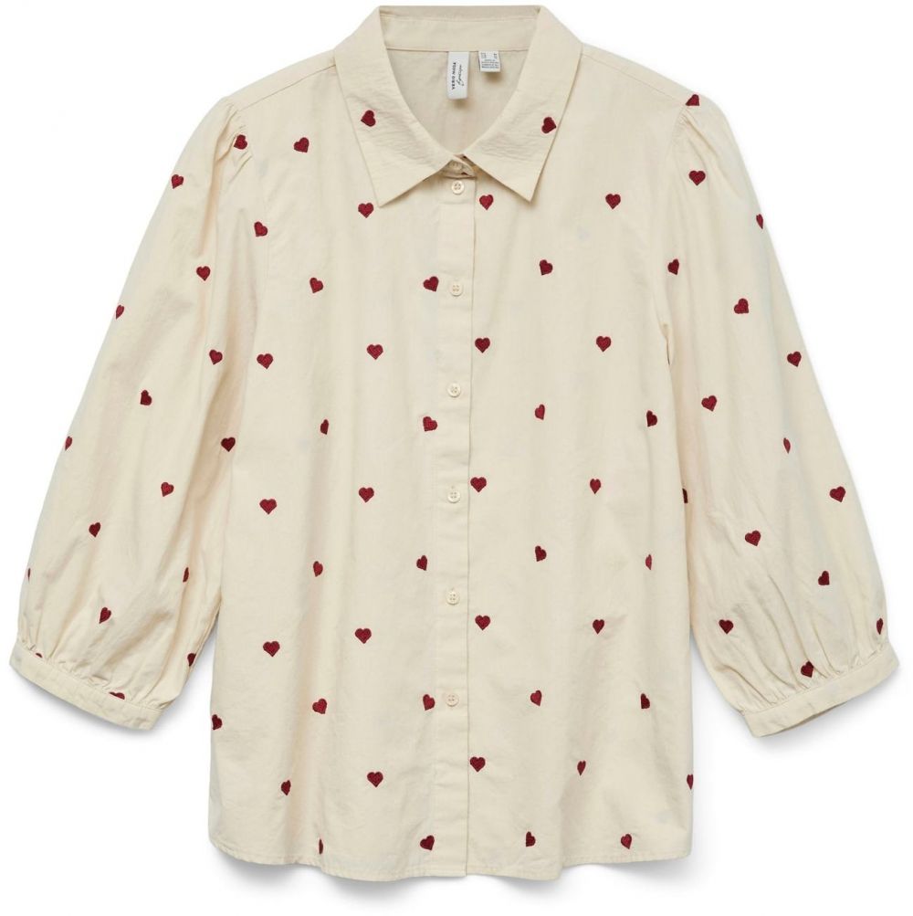 VERO MODA Blúzka 'VMFeat'  krémová / tmavočervená