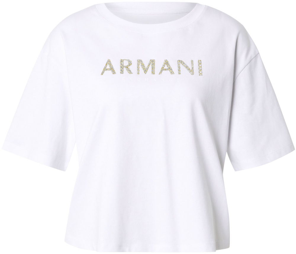ARMANI EXCHANGE Tričko  zlatá / strieborná / biela