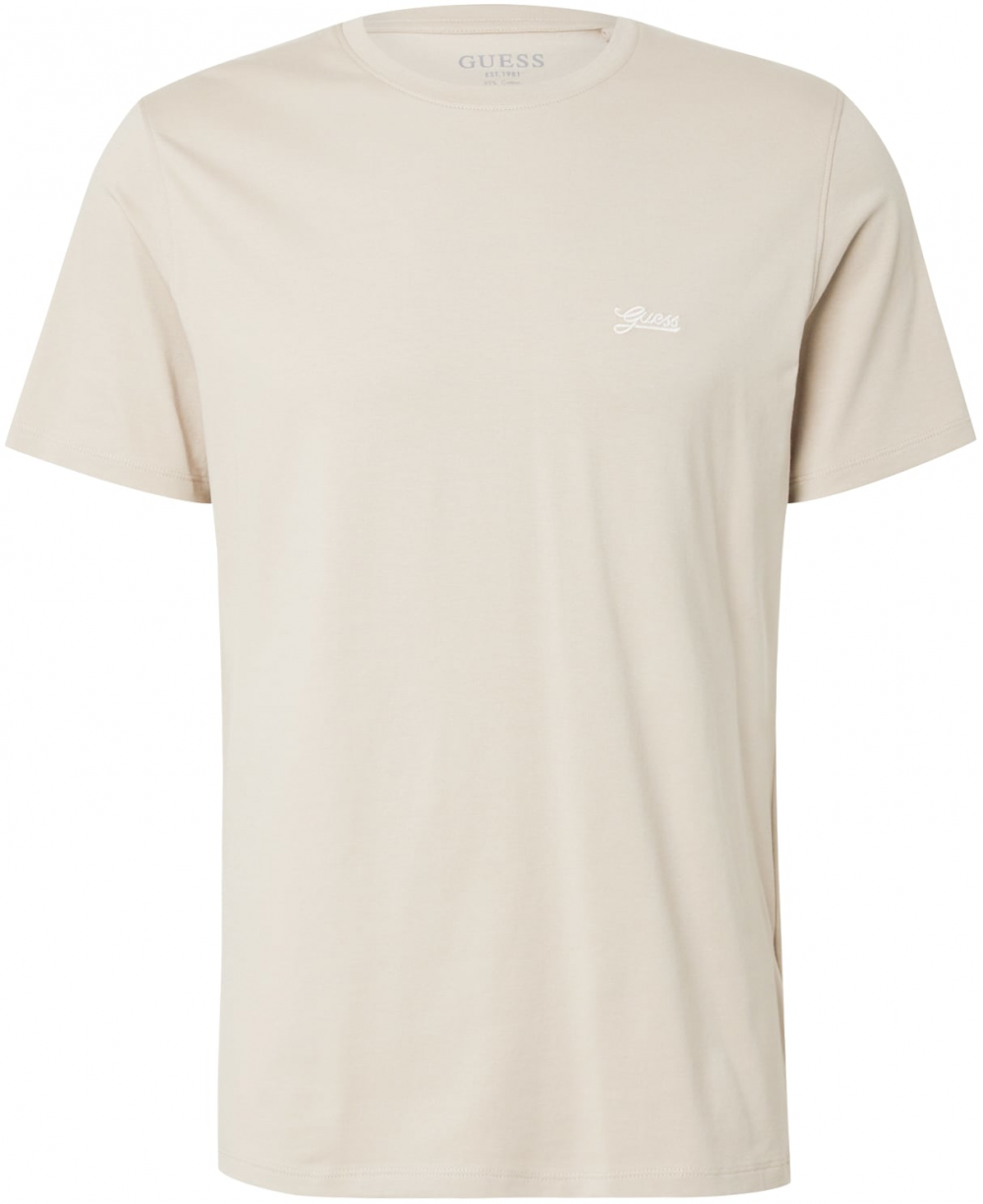 GUESS Tričko  sivobéžová / biela