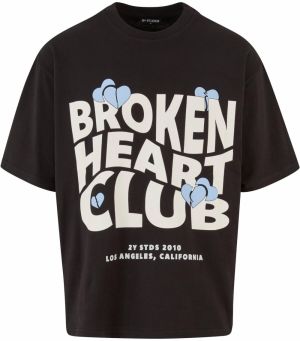 2Y Studios Tričko 'Broken Heart Club'  krémová / svetlomodrá / čierna
