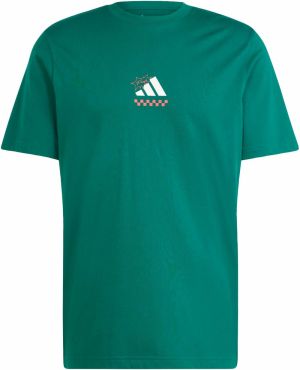 ADIDAS SPORTSWEAR Funkčné tričko 'Lounge Pizza'  smaragdová / svetločervená / biela
