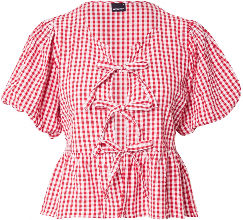 Gina Tricot Blúzka  červená / melónová / biela