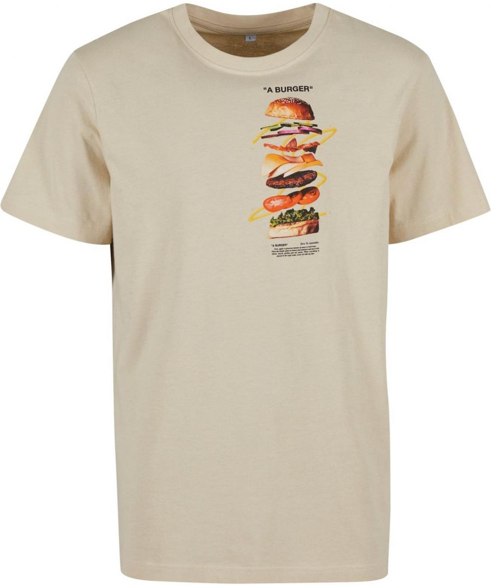 Mister Tee Tričko 'A Burger'  piesková / žltá / tmavozelená / červená