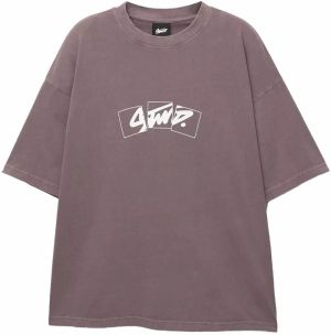 Pull&Bear Tričko 'STWD'  farba lesného ovocia / biela