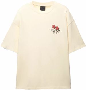 Pull&Bear Tričko 'FLORIDA'  vodová / červená / čierna / biela