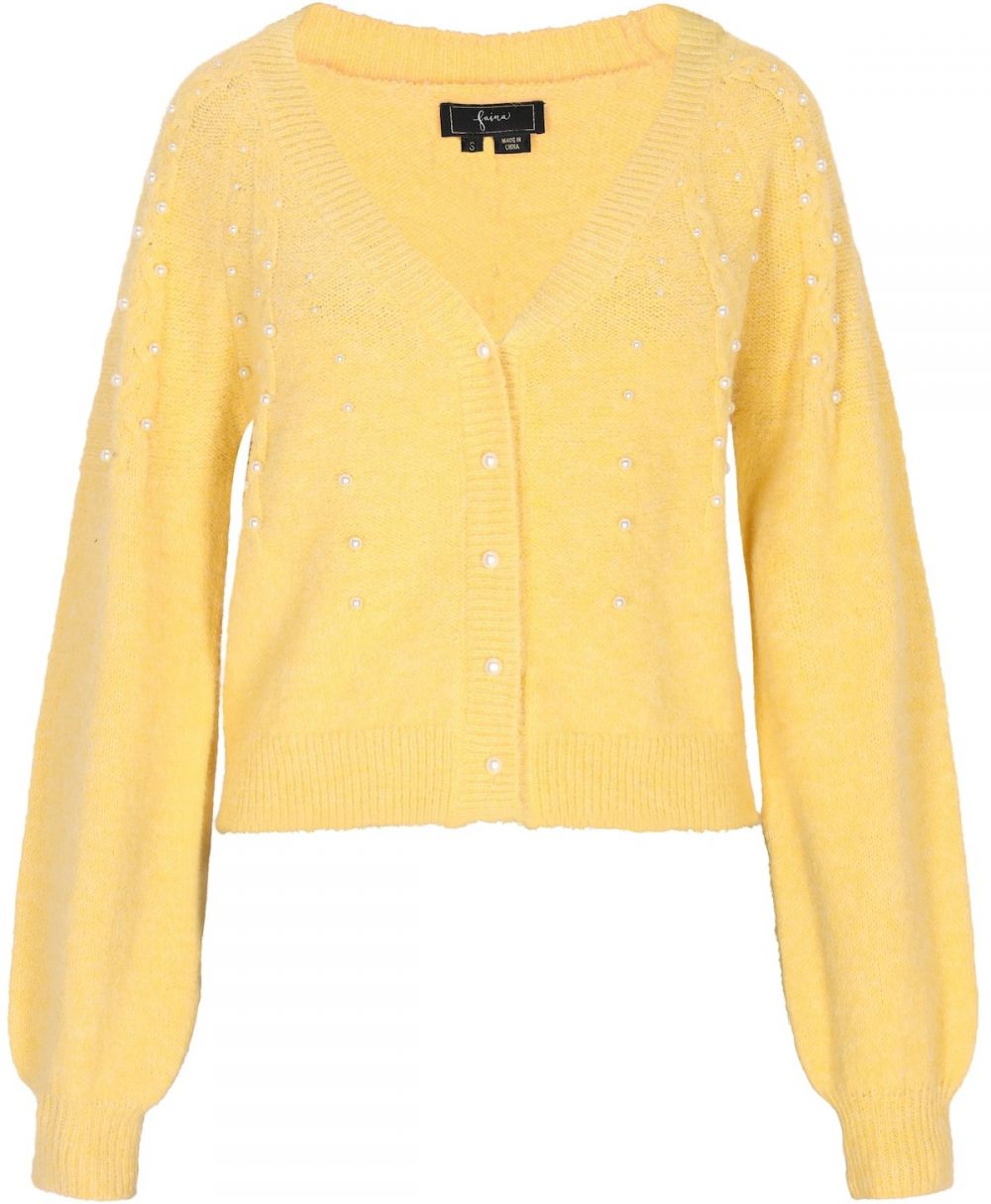 faina Kardigán  žltá melírovaná / perlovo biela