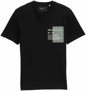 TOM TAILOR DENIM Tričko  sivá / čierna / biela