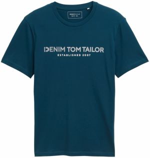 TOM TAILOR DENIM Tričko  petrolejová / biela